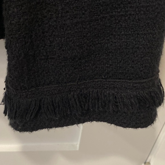 Karl Lagerfeld Black Jacket. Almost Vtg. Fringe on neckline; bottom and sleeves - Picture 5 of 7